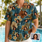 Men's Palm Print Paradise Custom Face Hawaiian Shirt - 3