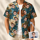 Men's Palm Print Paradise Custom Face Hawaiian Shirt