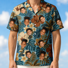 Men's Palm Print Paradise Custom Face Hawaiian Shirt - 5