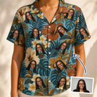 Women's Palm Print Paradise Custom Face Hawaiian Shirt - 5
