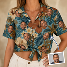 Women's Palm Print Paradise Custom Face Hawaiian Shirt