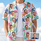 Men's Palm Print Paradise Custom Face Hawaiian Shirt - 6