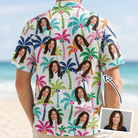 Men's Palm Print Paradise Custom Face Hawaiian Shirt - 8