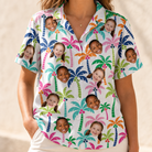 Women's Palm Print Paradise Custom Face Hawaiian Shirt