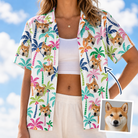 Women's Palm Print Paradise Custom Face Hawaiian Shirt - 3