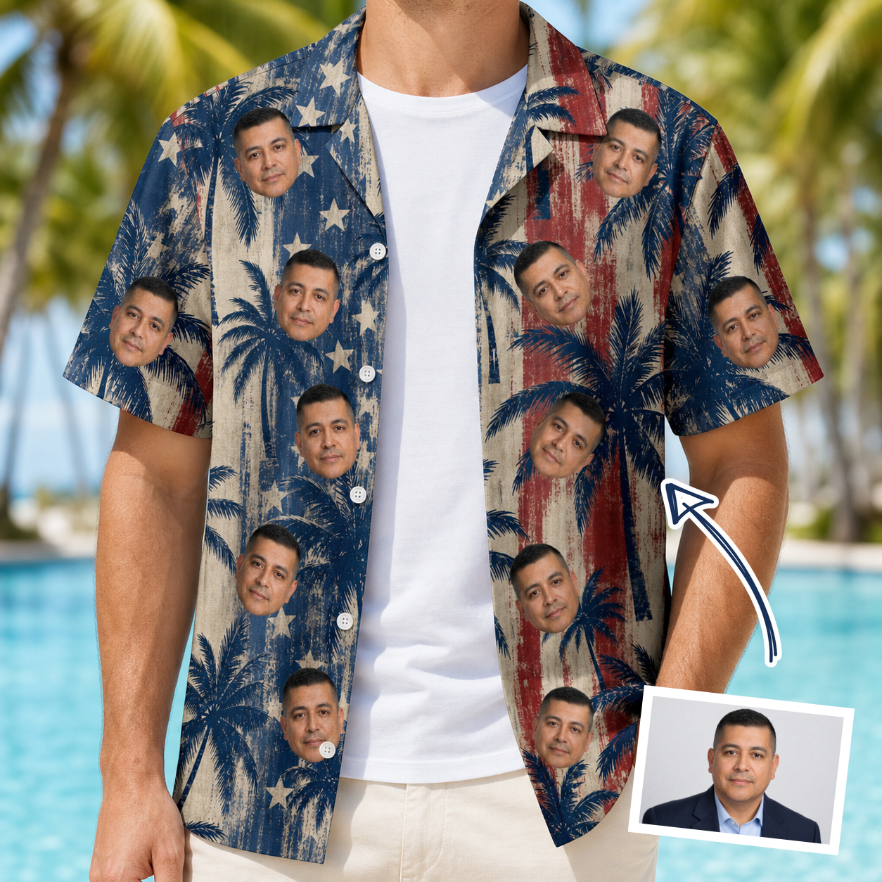 Men's Frond Flower Fizz Custom Face Hawaiian Shirt