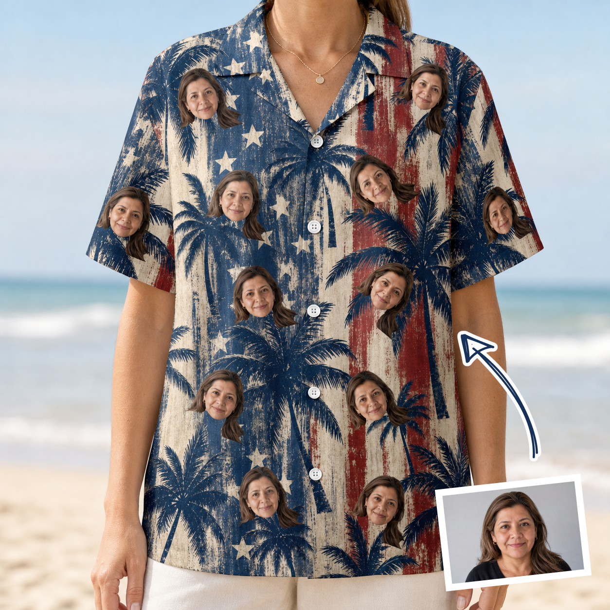 Women's Frond Flower Fizz Custom Face Hawaiian Shirt - 6