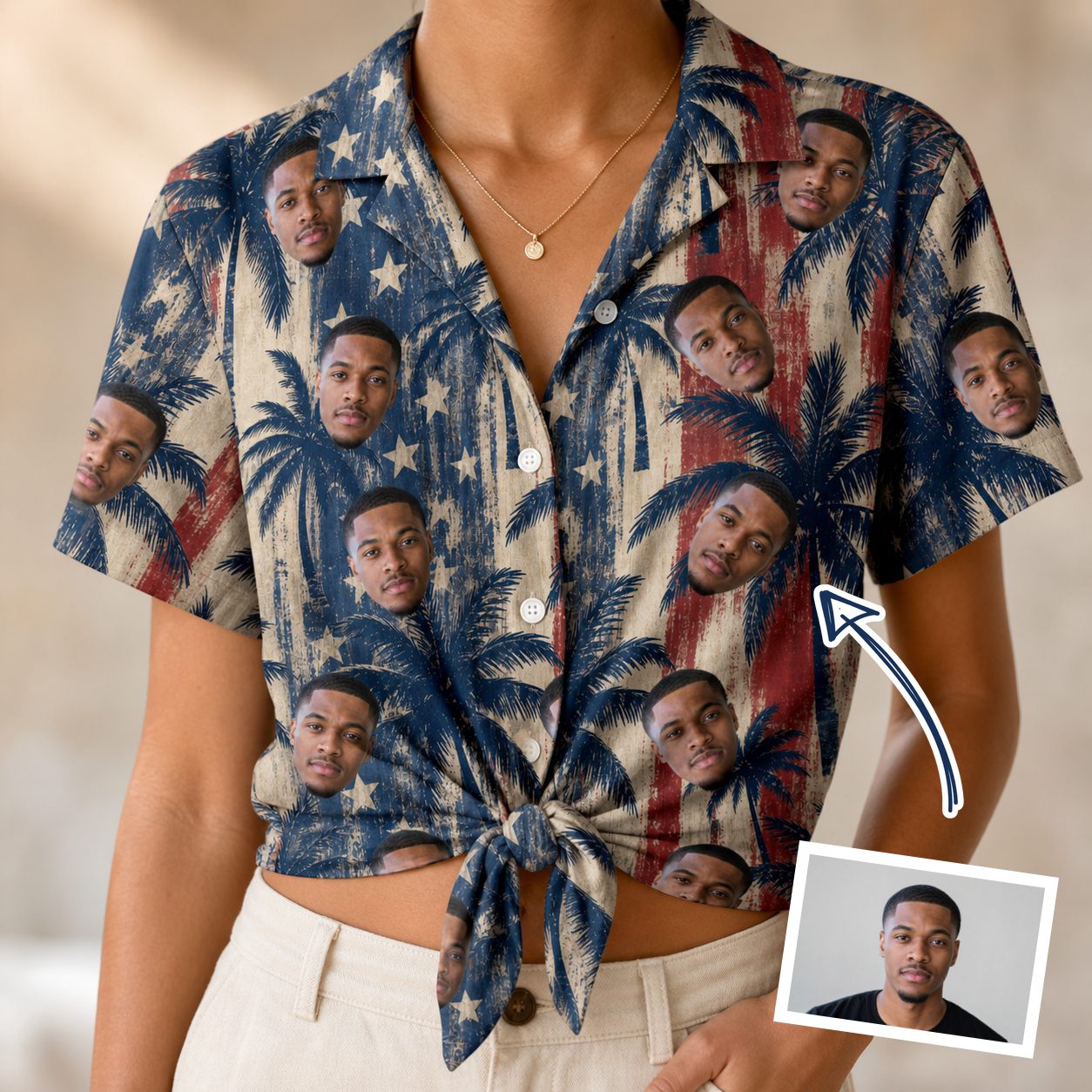 Women's Frond Flower Fizz Custom Face Hawaiian Shirt