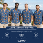 Friends in matching Men's Flamingo Wink Parade Custom Face Hawaiian Shirt — a group gift photo
