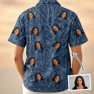 Back view of Women's Flamingo Wink Parade Custom Face Hawaiian Shirt