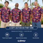 Friends in matching Men's Flamingo Flockdown Custom Face Hawaiian Shirt — a group gift photo