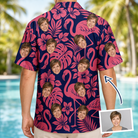 Back view of Women's Flamingo Flockdown Custom Face Hawaiian Shirt