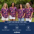 Friends in matching Women's Flamingo Flockdown Custom Face Hawaiian Shirt — a group gift photo