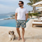 Full-length photo with the pet printed all over this Men's Muzzle Marks Custom Dog Face Beach Shorts
