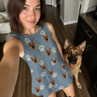 Selfie with the pet whose face is printed all over this Women's Muzzle Marks Custom Dog Face Tank Dress