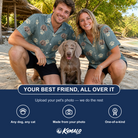 Friends in matching Men's Muzzle Marks Custom Dog Face Hawaiian Shirt — a group gift photo