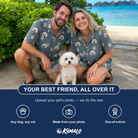 Friends in matching Women's Muzzle Marks Custom Dog Face Hawaiian Shirt — a group gift photo