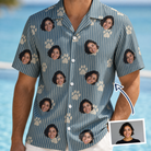 Man wearing Men's Muzzle Marks Custom Face Hawaiian Shirt — custom faces printed all-over