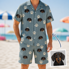 Man wearing Men's Muzzle Marks Custom Dog Face Shirt & Shorts Set — custom faces printed all-over