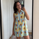 Real-life photo of someone wearing Women's Peel Appeal Custom Face V-Neck Dress — custom faces printed all-over