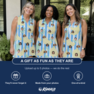 Friends in matching Women's Peel Appeal Custom Face V-Neck Dress — a group gift photo