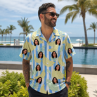 Real-life photo of someone wearing Men's Peel Appeal Custom Face Hawaiian Shirt — custom faces printed all-over