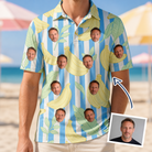 Man wearing Men's Peel Appeal Custom Face Polo Shirt — custom faces printed all-over