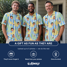 Friends in matching Men's Peel Appeal Custom Face Polo Shirt — a group gift photo