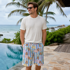 Real-life photo of someone wearing Men's Reef Rascals Custom Face Beach Shorts — custom faces printed all-over