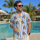 Real-life photo of someone wearing Men's Reef Rascals Custom Face Hawaiian Shirt — custom faces printed all-over
