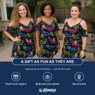 Friends in matching Women's Batty Night Custom Face Off-Shoulder Dress — a group gift photo