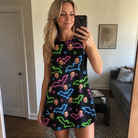 Real-life photo of someone wearing Women's Batty Night Custom Face Tank Dress — custom faces printed all-over
