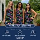 Friends in matching Women's Batty Night Custom Face V-Neck Dress — a group gift photo