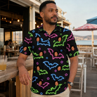 Real-life photo of someone wearing Men's Batty Night Custom Face Polo Shirt — custom faces printed all-over