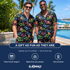 Friends in matching Men's Batty Night Custom Face Shirt & Shorts Set — a group gift photo