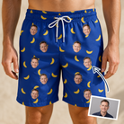 Man wearing Men's Bunch Buzz Custom Face Beach Shorts — custom faces printed all-over