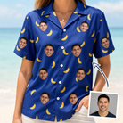 Woman wearing Women's Bunch Buzz Custom Face Hawaiian Shirt — custom faces printed all-over