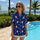Real-life photo of someone wearing Women's Bunch Buzz Custom Face Hawaiian Shirt — custom faces printed all-over