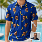 Man wearing Men's Bunch Buzz Custom Face Polo Shirt — custom faces printed all-over