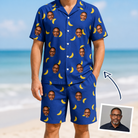 Man wearing Men's Bunch Buzz Custom Face Shirt & Shorts Set — custom faces printed all-over