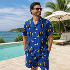 Real-life photo of someone wearing Men's Bunch Buzz Custom Face Shirt & Shorts Set — custom faces printed all-over