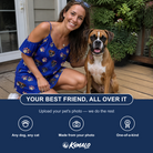 Friends in matching Women's Canine Confetti Custom Dog Face Off-Shoulder Dress — a group gift photo