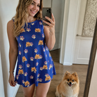 Selfie with the pet whose face is printed all over this Women's Canine Confetti Custom Dog Face Tank Dress