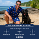 Friends in matching Men's Canine Confetti Custom Dog Face Shirt & Shorts Set — a group gift photo