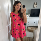 Real-life photo of someone wearing Women's Banana Bonanza Custom Face Tank Dress — custom faces printed all-over