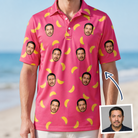 Man wearing Men's Banana Bonanza Custom Face Polo Shirt — custom faces printed all-over