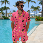 Real-life photo of someone wearing Men's Banana Bonanza Custom Face Shirt & Shorts Set — custom faces printed all-over