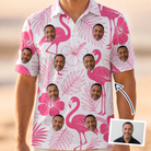 Man wearing Men's Rosy Waders Custom Face Polo Shirt — custom faces printed all-over