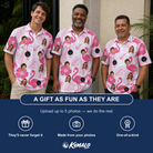 Friends in matching Men's Rosy Waders Custom Face Polo Shirt — a group gift photo