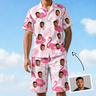 Man wearing Men's Rosy Waders Custom Face Shirt & Shorts Set — custom faces printed all-over